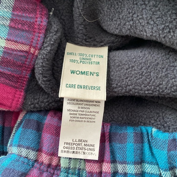 L.L. Bean Fleece Lined Plaid Flannel Pajama Pants - Size Large Regular - Picture 5 of 9